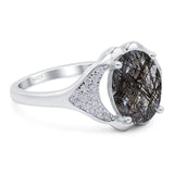Oval Natural Stone Cluster Wedding Ring