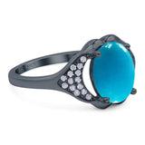 Oval Natural Stone Cluster Wedding Ring
