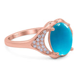 Oval Natural Stone Cluster Wedding Ring