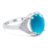 Oval Natural Stone Cluster Wedding Ring