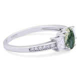 Art Deco Oval Natural Stone Trio Ring