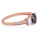 Art Deco Oval Natural Stone Trio Ring