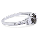 Art Deco Oval Natural Stone Trio Ring
