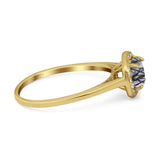 Art Deco Round Natural Stone Wedding Ring