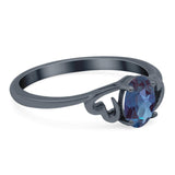 Minimalist Oval Natural Stone Solitaire Ring