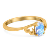Minimalist Oval Natural Stone Solitaire Ring