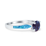 Vintage Style Round Natural Stone Solitaire Ring