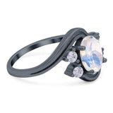 Oval Natural Stone Art Deco Ring