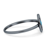 Moon Phases Ring 10mm Oxidized Round Lab Created Opal 925 Sterling Silver