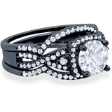 Round Natural Stone Three Piece Ring