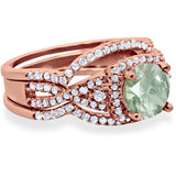 Round Natural Stone Three Piece Ring