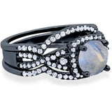Round Natural Stone Three Piece Ring