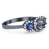 Round Natural Stone Three Stone Ring