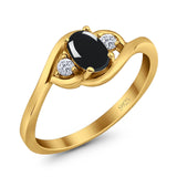 Art Deco Oval Natural Stone Three Stone Ring