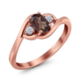 Art Deco Oval Natural Stone Three Stone Ring