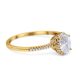 Vintage Style Oval Natural Stone Solitaire Ring
