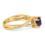 Art Deco Round Natural Stone Twisted Ring