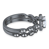 Two Piece Round Natural Stone Bridal Ring