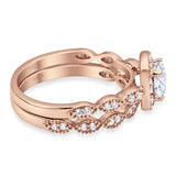 Two Piece Round Natural Stone Bridal Ring