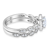 Two Piece Round Natural Stone Bridal Ring