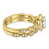 Two Piece Round Natural Stone Bridal Ring