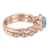 Two Piece Round Natural Stone Bridal Ring
