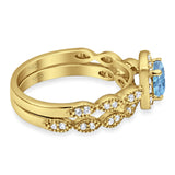 Two Piece Round Natural Stone Bridal Ring