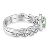 Two Piece Round Natural Stone Bridal Ring