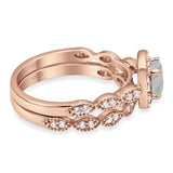 Two Piece Round Natural Stone Bridal Ring