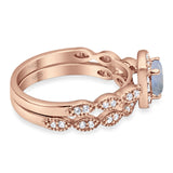 Two Piece Round Natural Stone Bridal Ring