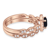 Two Piece Round Natural Stone Bridal Ring