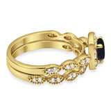 Two Piece Round Natural Stone Bridal Ring