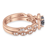 Two Piece Round Natural Stone Bridal Ring