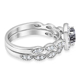 Two Piece Round Natural Stone Bridal Ring