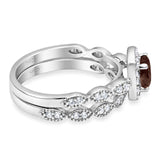 Two Piece Round Natural Stone Bridal Ring