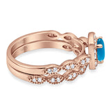 Two Piece Round Natural Stone Bridal Ring