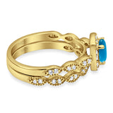 Two Piece Round Natural Stone Bridal Ring