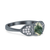 Art Deco Oval Natural Stone Promise Ring