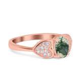 Art Deco Oval Natural Stone Promise Ring