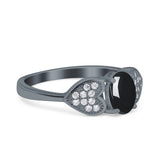 Art Deco Oval Natural Stone Promise Ring