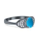 Art Deco Oval Natural Stone Promise Ring