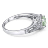 Art Deco Round Natural Stone Halo Ring