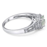 Art Deco Round Natural Stone Halo Ring