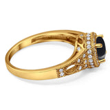 Art Deco Round Natural Stone Halo Ring