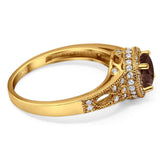 Art Deco Round Natural Stone Halo Ring