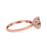 Floral Round Natural Stone Solitaire Ring
