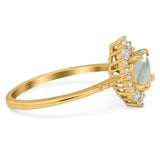 Art Deco Round Natural Stone Halo Ring