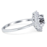Art Deco Round Natural Stone Halo Ring