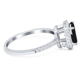 Art Deco Oval Natural Stone Halo Ring