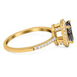Art Deco Oval Natural Stone Halo Ring